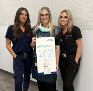 Dr. Antigone Argyriou, interventional spine physician, celebrating milestone of 100 patients treated for chronic vertebrogenic low back pain with the Intracept Procedure
