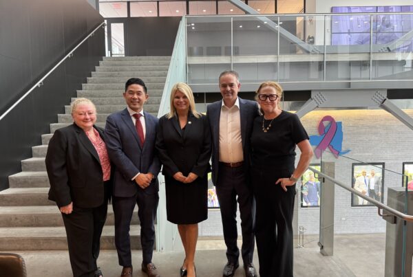 Long Island physicians, including Dr. Choi, Dr. Ledesma, and Dr. Catalanotto, engaging with legislators at the Suffolk County Medical Society Legislative Breakfast