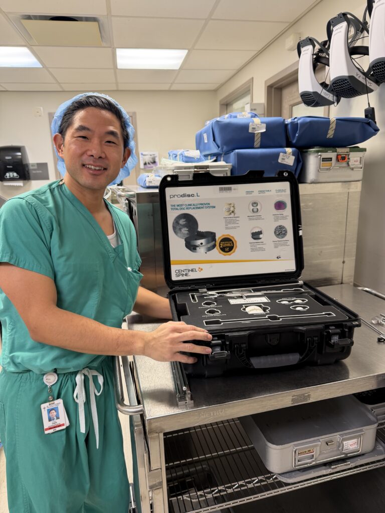 Lumbar disc replacement implant used in motion-preserving spine surgery