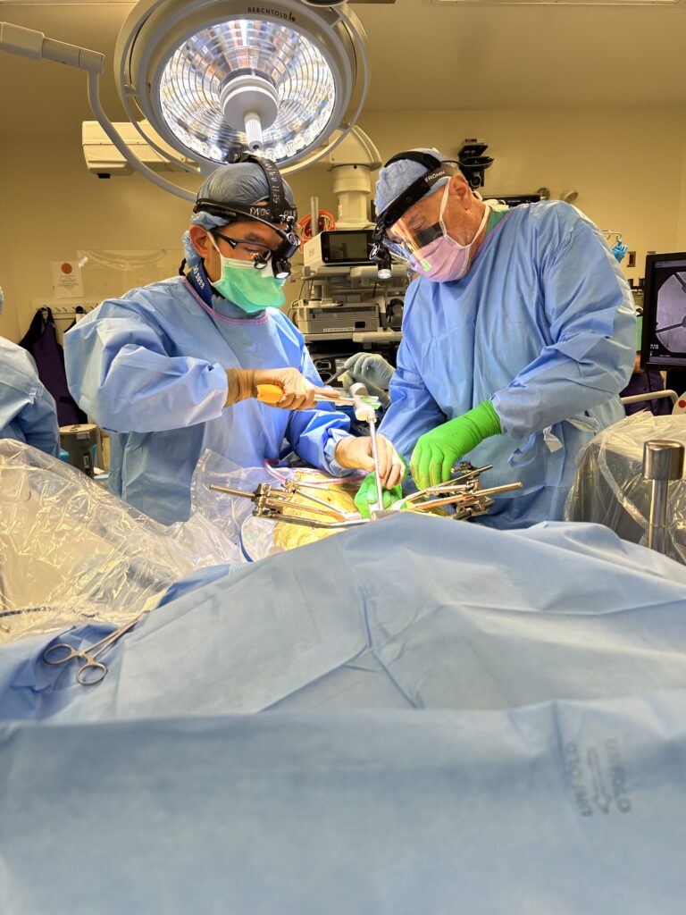 Dr. Daniel Choi performing lumbar disc replacement surgery at St. Francis Hospital
