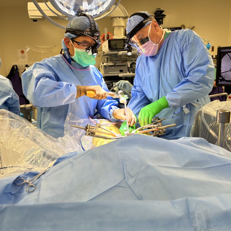 Dr. Daniel Choi performing lumbar disc replacement surgery at St. Francis Hospital